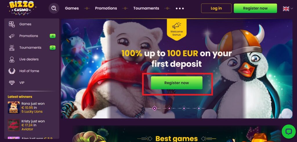 Bizzo Crypto Casino Website