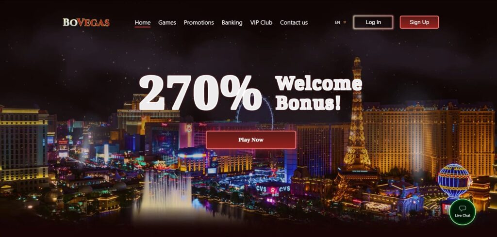 BoVegas Crypto Casino Website