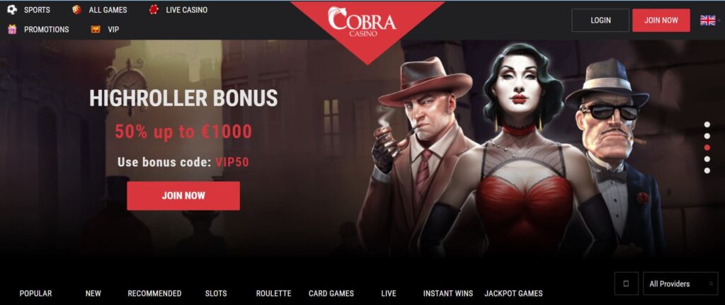 Cobra Crypto Casino Website