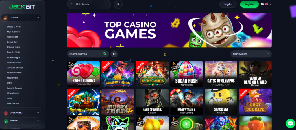 JackBit casino game selection