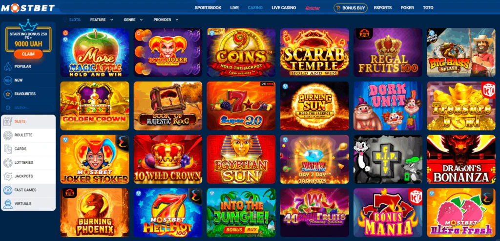 mostbet casino games