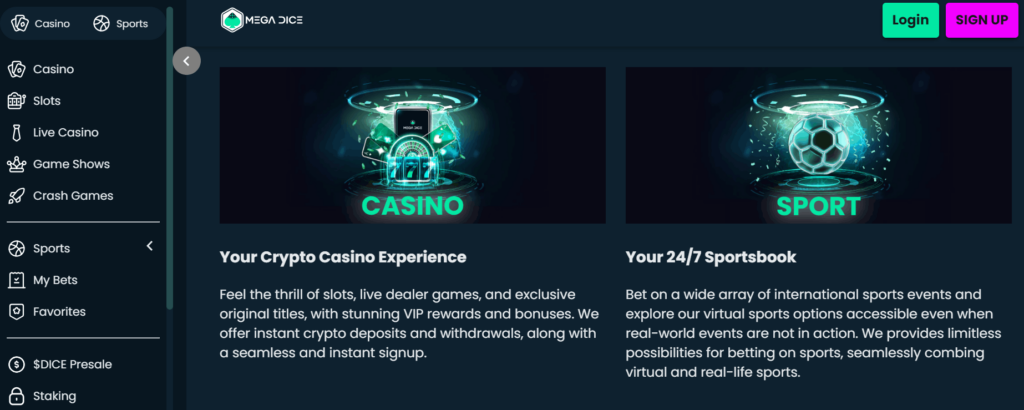 MegaDice anonymous casino