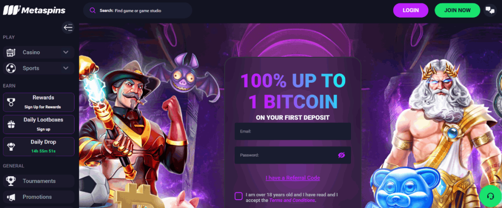 Metaspins anonymous online casino