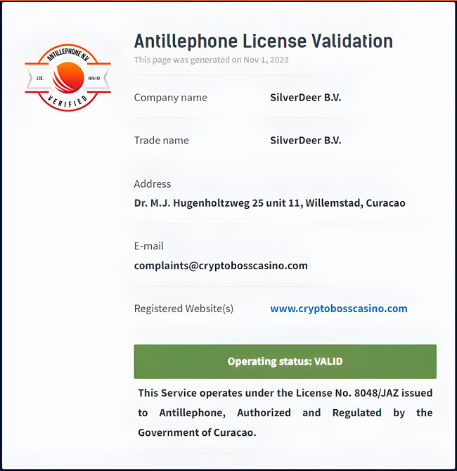 Bitcoin casino licence validation