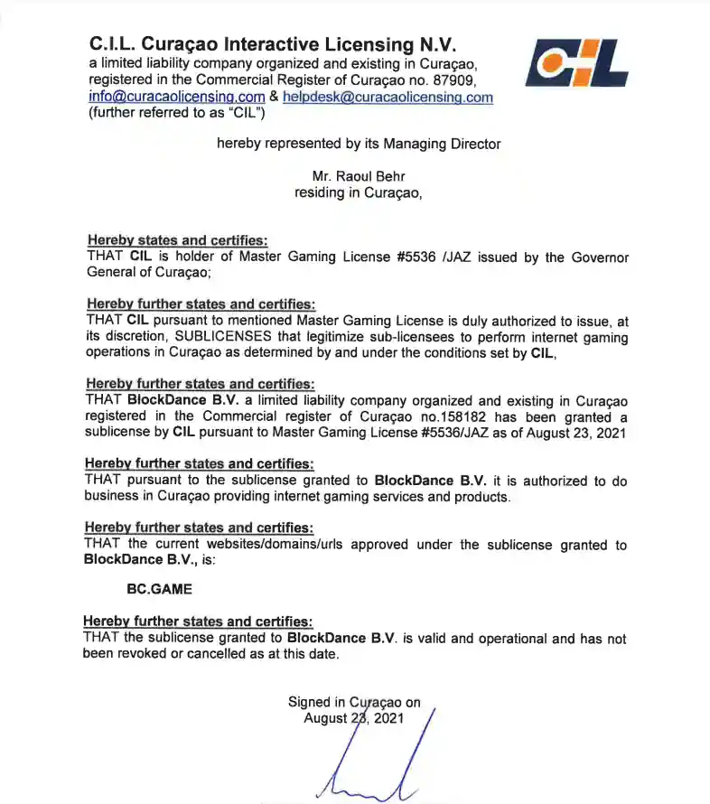 Crypto casino licence