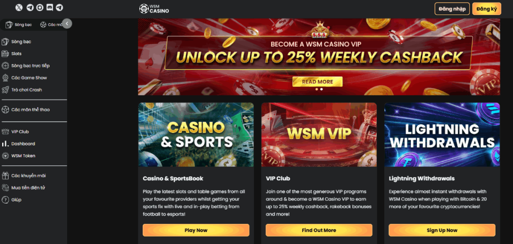 WSM casino Sòng bạc Bitcoin trực tuyến